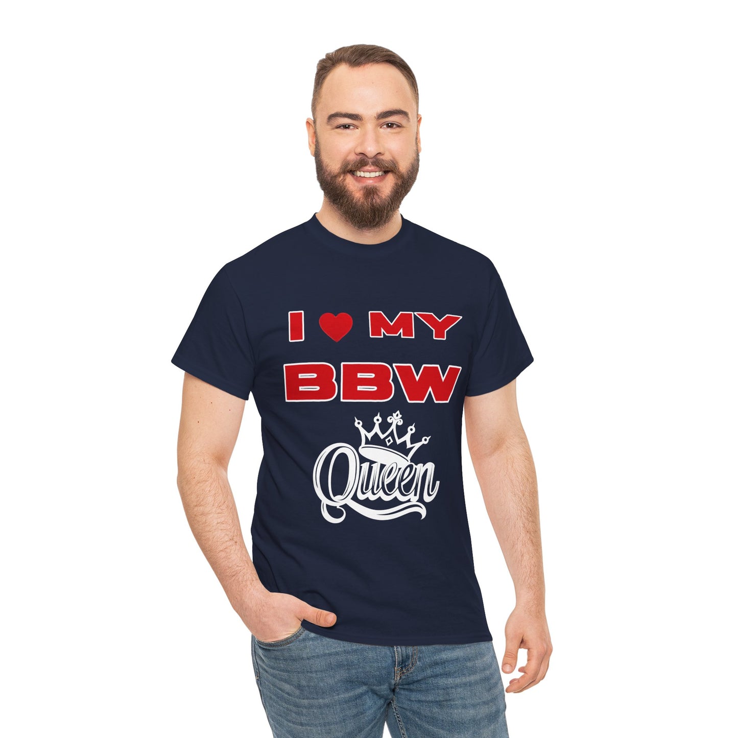 Unisex Heavy Cotton Tee - I My BBW Queen, Plus-Size Pride Shirt, Gift for Her, Casual Wear, Comfortable Tees, Body Positivity Apparel