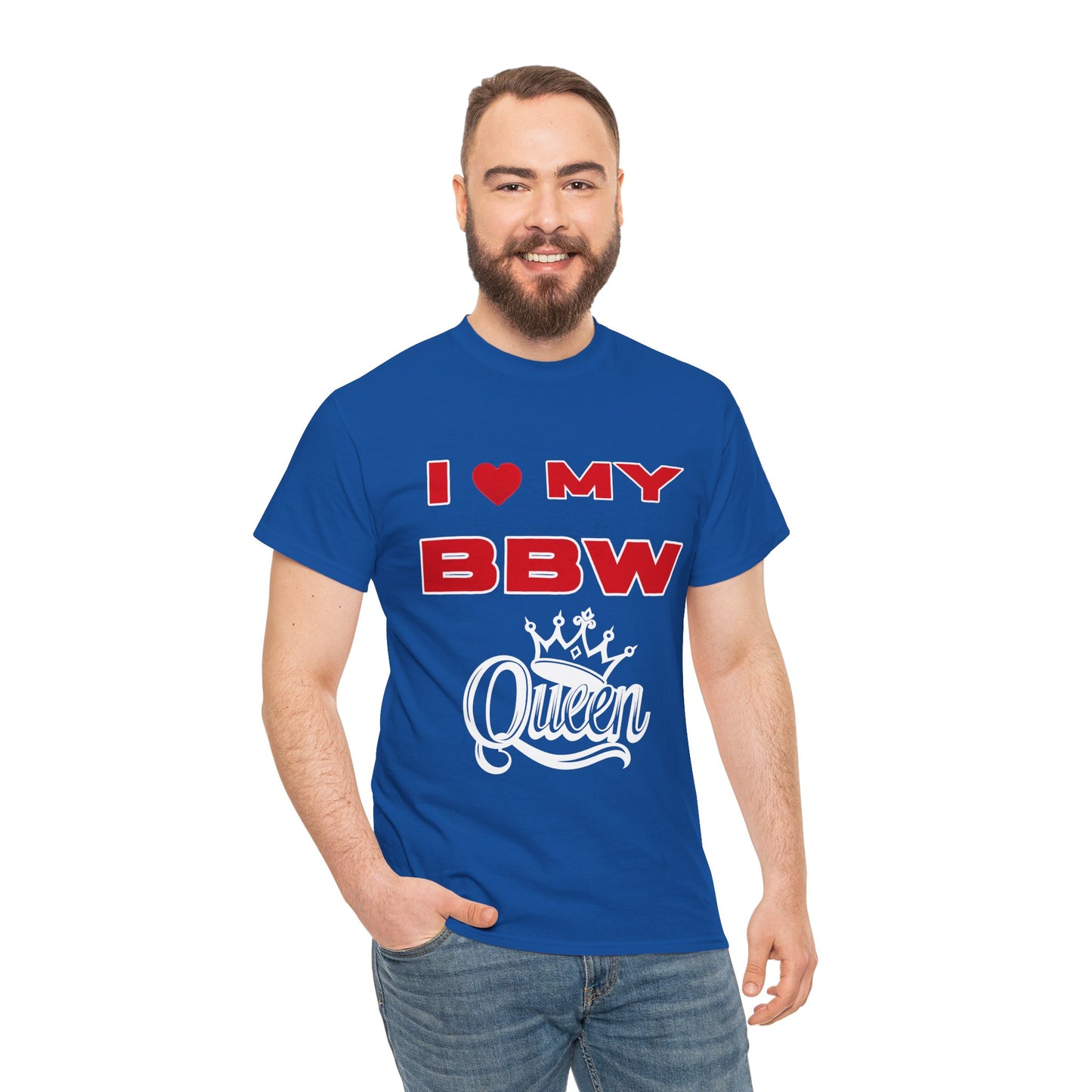 Unisex Heavy Cotton Tee - I  My BBW Queen, Plus-Size Pride Shirt, Gift for Her, Casual Wear, Comfortable Tees, Body Positivity Apparel