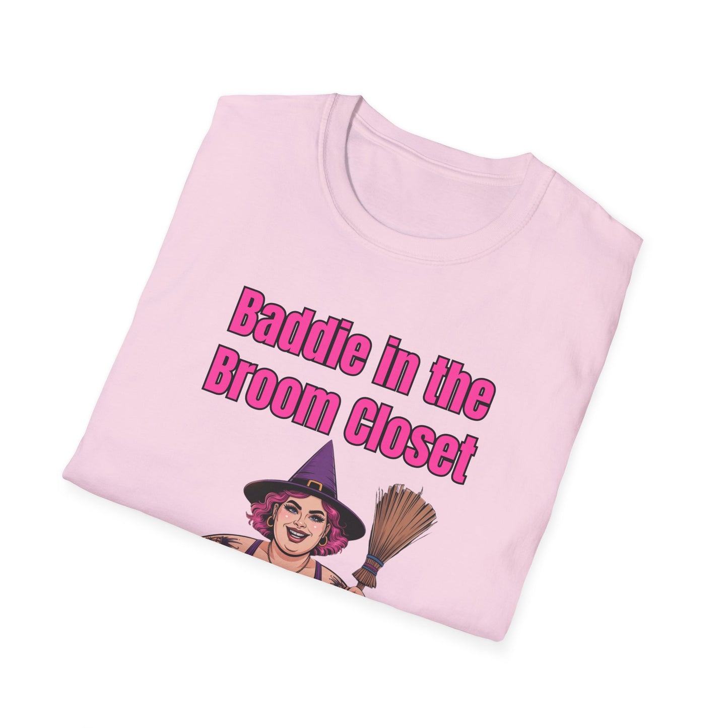 Baddie in the Broom Closet T-Shirt, Funny Graphic Tee, LGBTQ+ Pride Shirt, Witchy Costume Top, Gift for Friends
