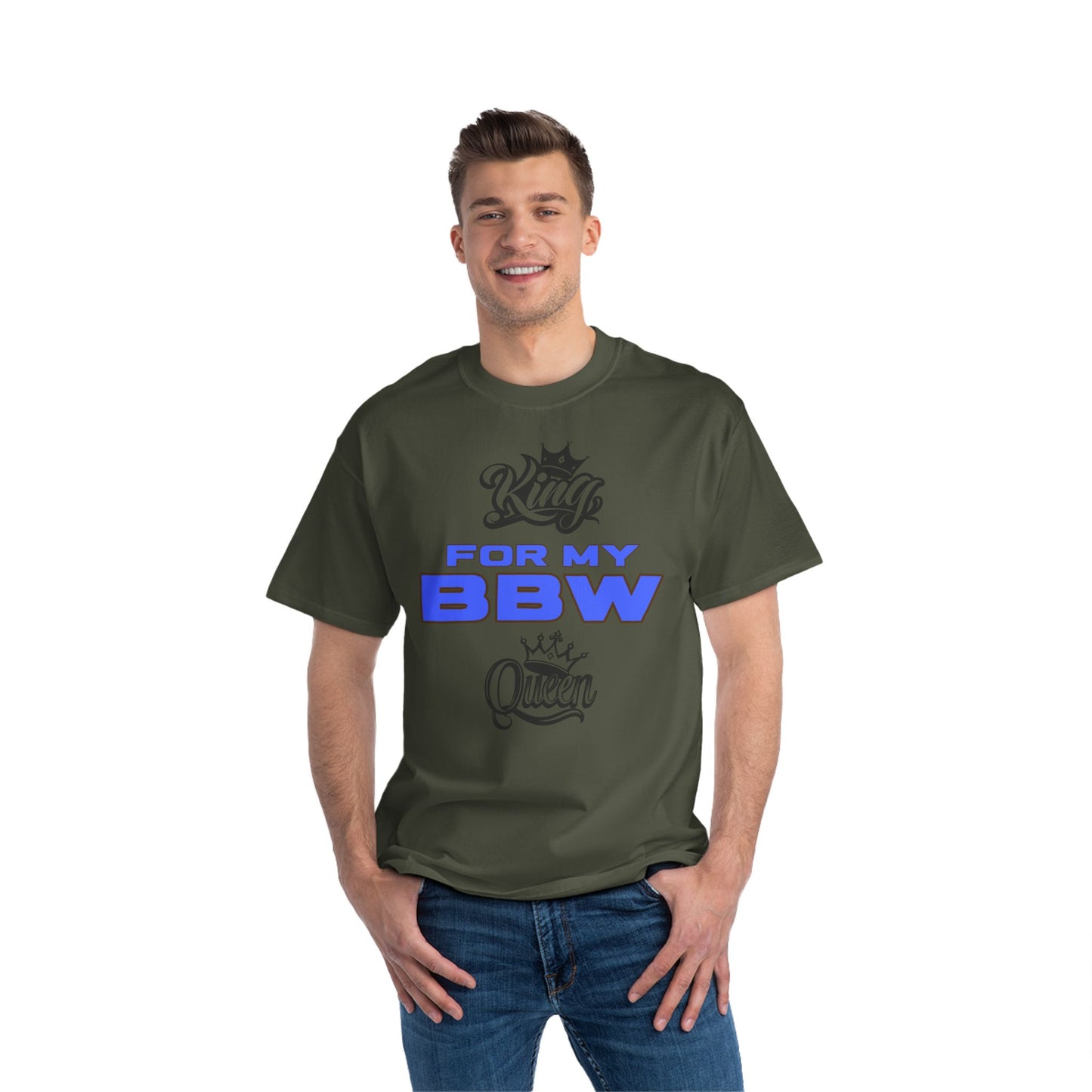 King for My BBW Short-Sleeve T-Shirt, Perfect Gift for Him, Plus-Size Lover Tee, Anniversary Present, Couple's Matching Outfits