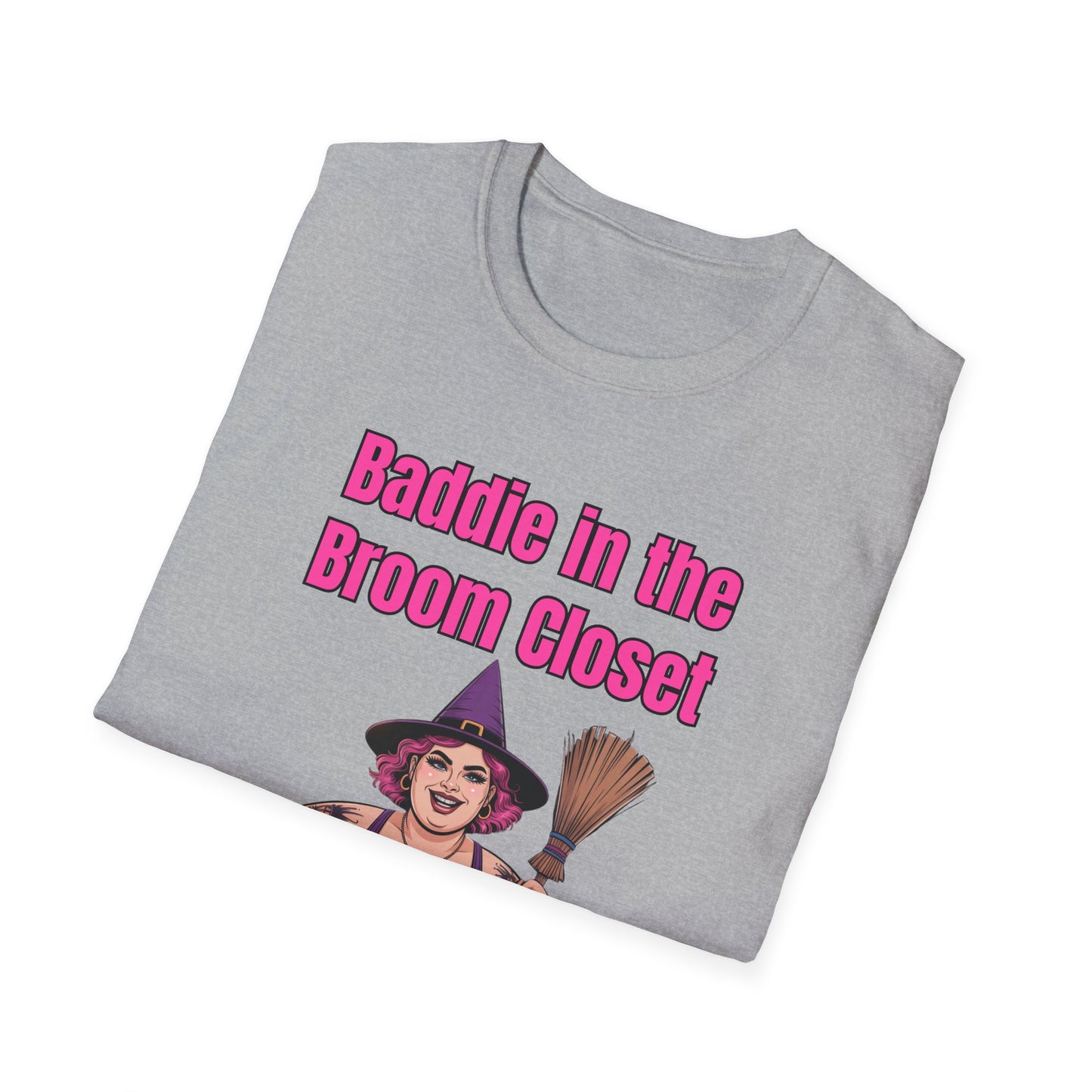 Baddie in the Broom Closet T-Shirt, Funny Graphic Tee, LGBTQ+ Pride Shirt, Witchy Costume Top, Gift for Friends