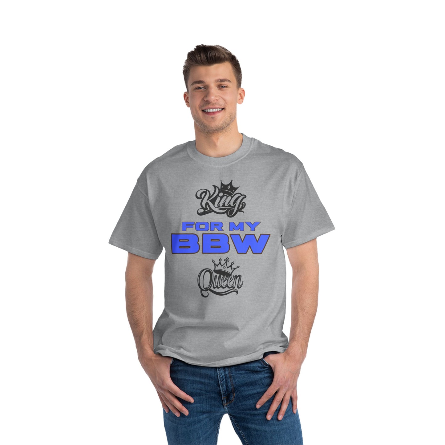 King for My BBW Short-Sleeve T-Shirt, Perfect Gift for Him, Plus-Size Lover Tee, Anniversary Present, Couple's Matching Outfits