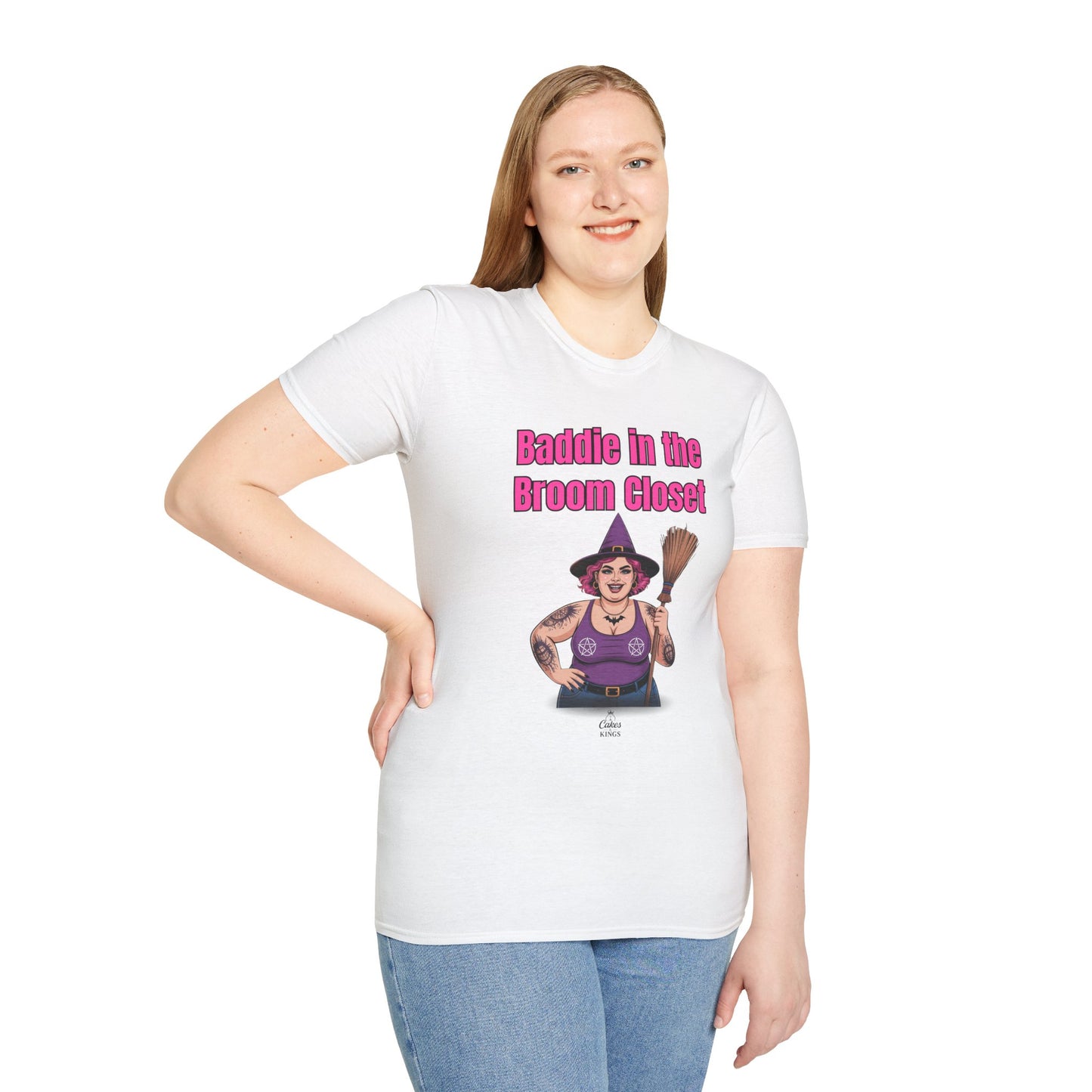 Baddie in the Broom Closet T-Shirt, Funny Graphic Tee, LGBTQ+ Pride Shirt, Witchy Costume Top, Gift for Friends