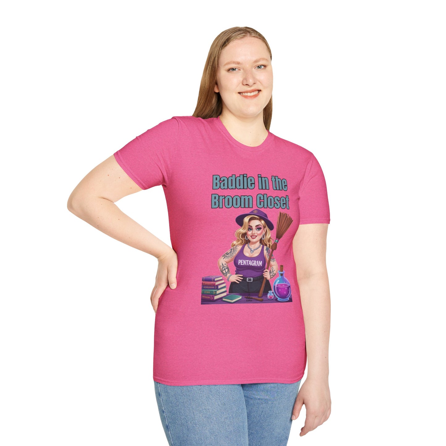 Baddie in the Broom Closet T-Shirt, Funny Witch Tee, Halloween Apparel, Gift for Witches, Unisex Graphic Tee