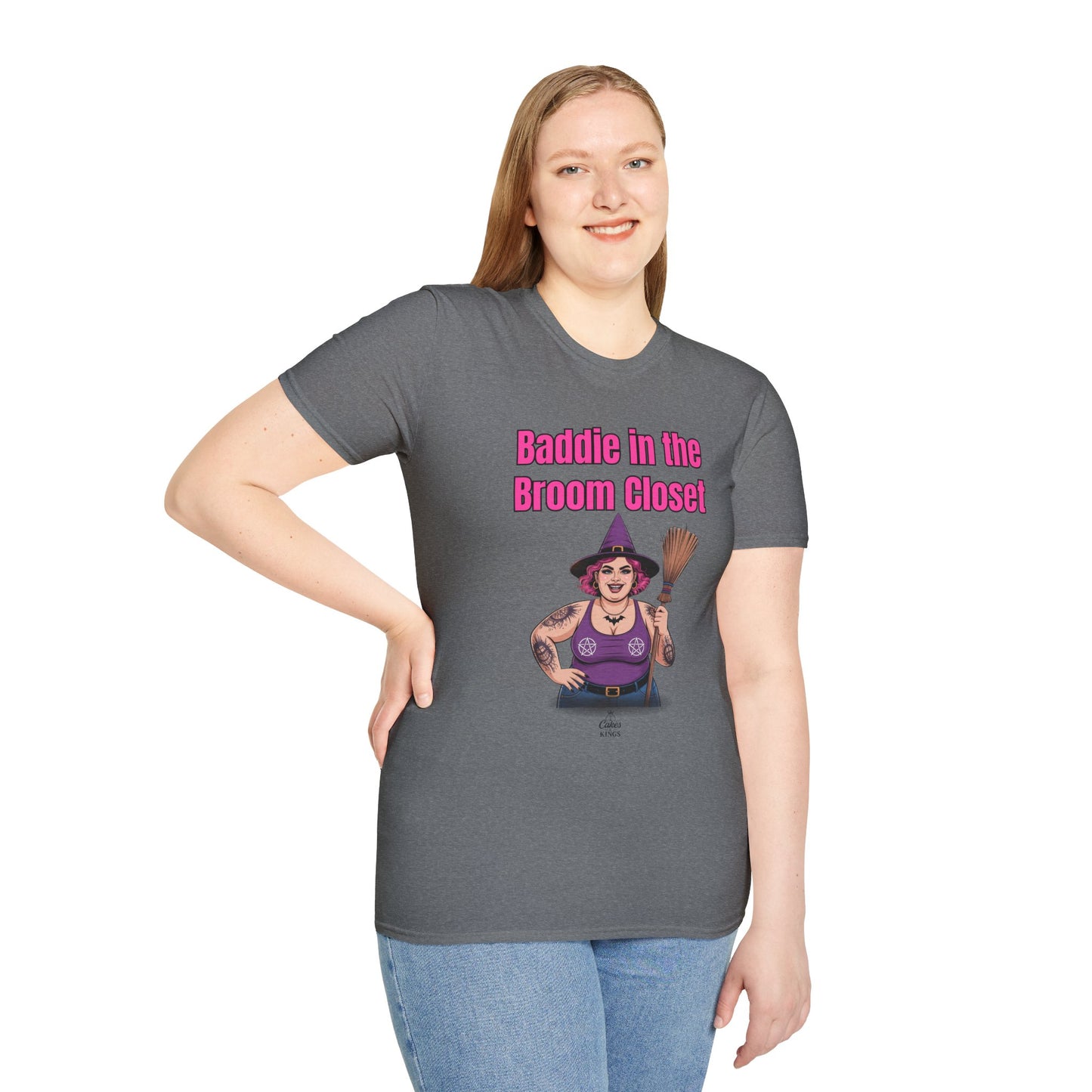 Baddie in the Broom Closet T-Shirt, Funny Graphic Tee, LGBTQ+ Pride Shirt, Witchy Costume Top, Gift for Friends