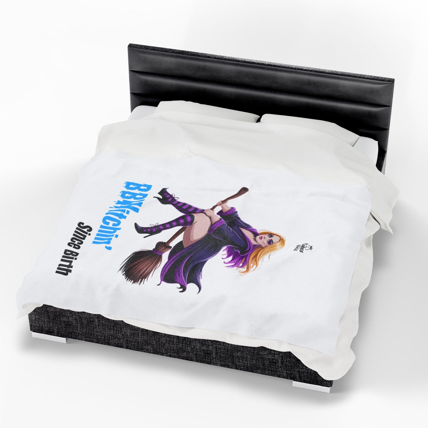 BB(W)itchin' Velveteen Plush Blanket | Cozy Halloween Decor, Witch Gifts, Soft Blanket, Fall Home Throw, Birthday Present, BBW