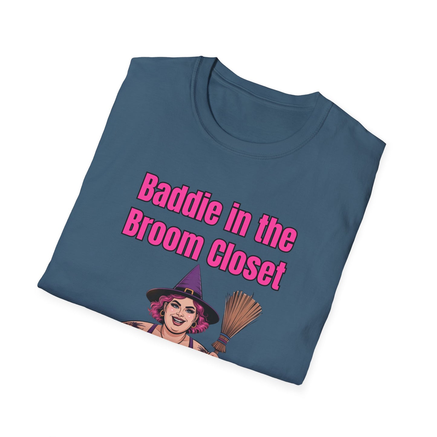 Baddie in the Broom Closet T-Shirt, Funny Graphic Tee, LGBTQ+ Pride Shirt, Witchy Costume Top, Gift for Friends