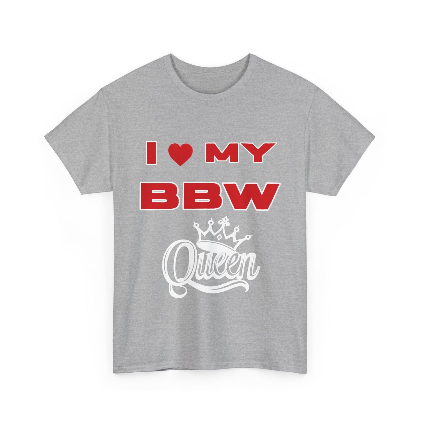Unisex Heavy Cotton Tee - I  My BBW Queen, Plus-Size Pride Shirt, Gift for Her, Casual Wear, Comfortable Tees, Body Positivity Apparel