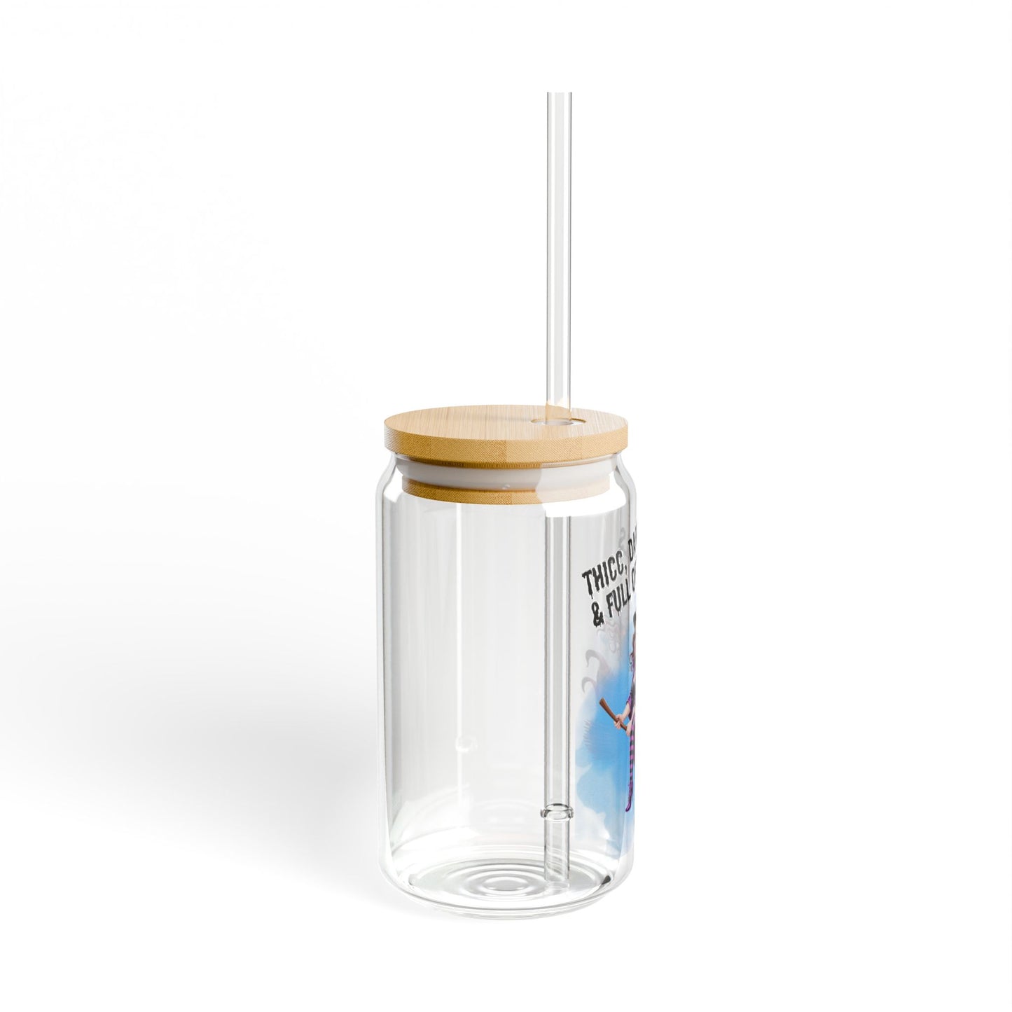 Sipper Glass with Straws | Witchy Drinkware for Halloween, Perfect for Beverages, Gifts for Witches, Unique Kitchen Decor, BBW