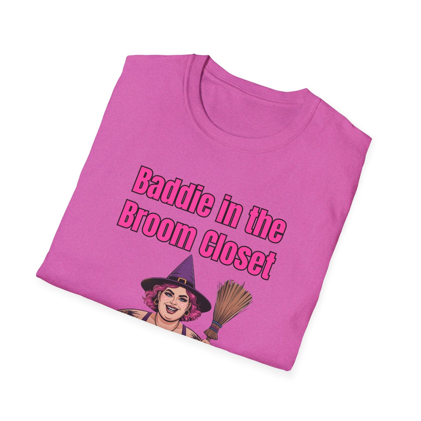 Baddie in the Broom Closet T-Shirt, Funny Graphic Tee, LGBTQ+ Pride Shirt, Witchy Costume Top, Gift for Friends