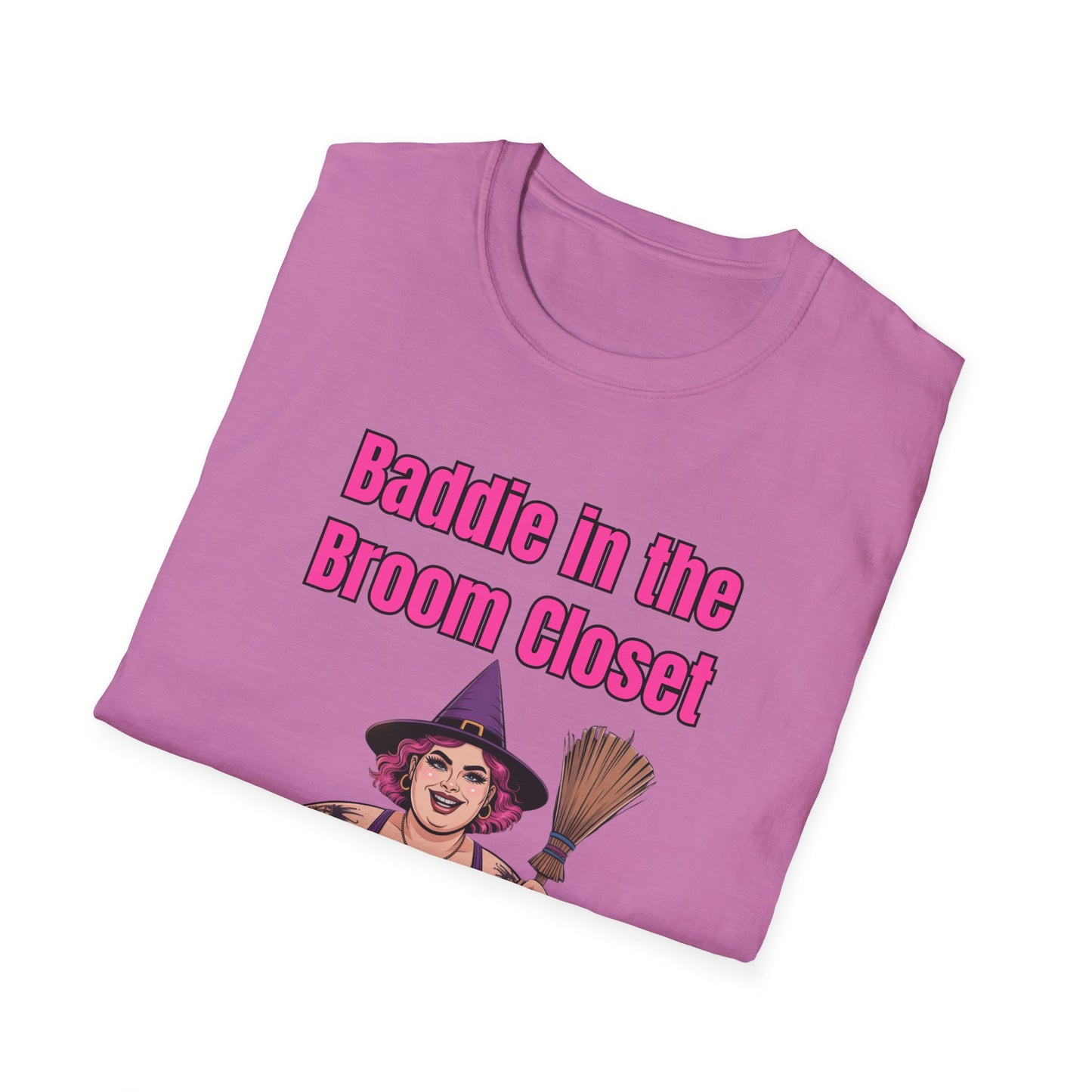 Baddie in the Broom Closet T-Shirt, Funny Graphic Tee, LGBTQ+ Pride Shirt, Witchy Costume Top, Gift for Friends