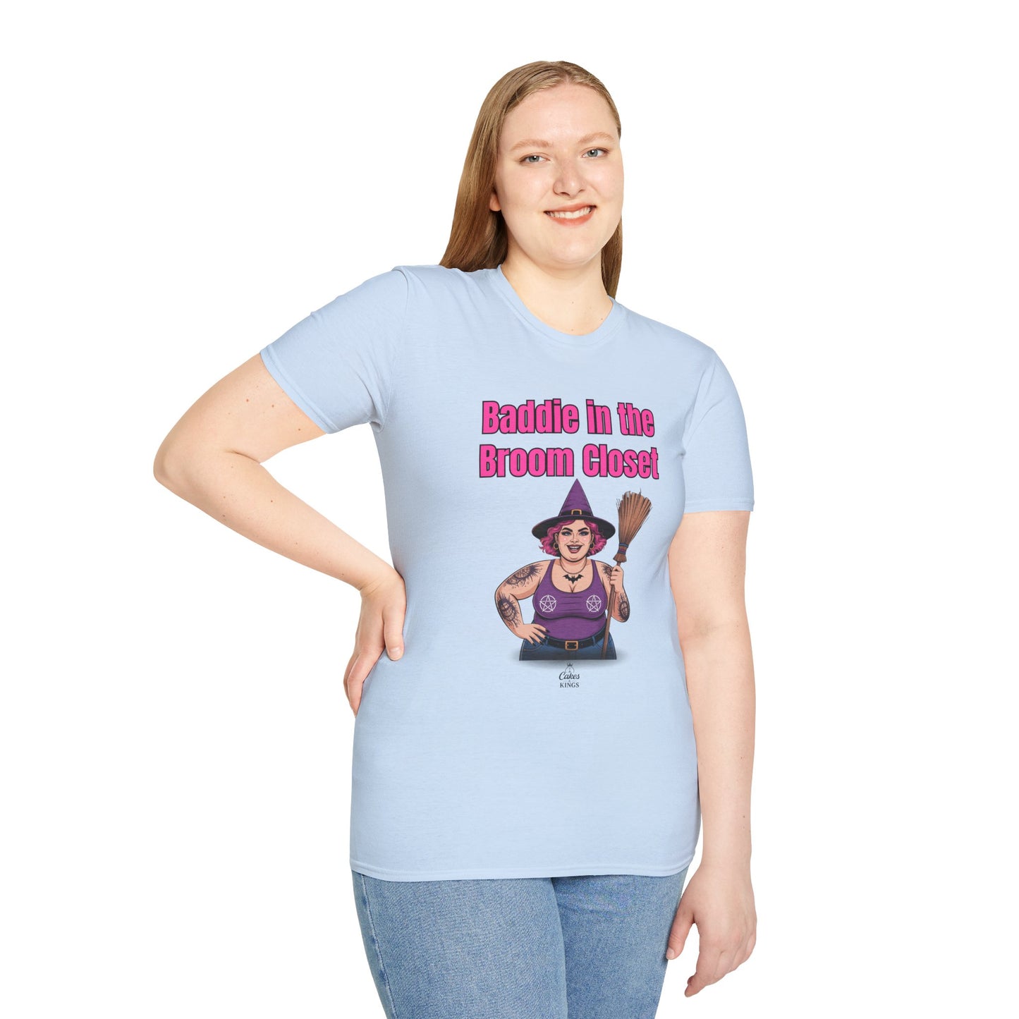 Baddie in the Broom Closet T-Shirt, Funny Graphic Tee, LGBTQ+ Pride Shirt, Witchy Costume Top, Gift for Friends
