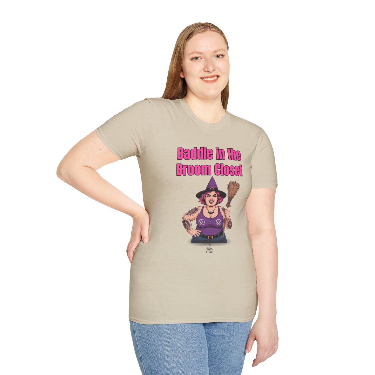 Baddie in the Broom Closet T-Shirt, Funny Graphic Tee, LGBTQ+ Pride Shirt, Witchy Costume Top, Gift for Friends