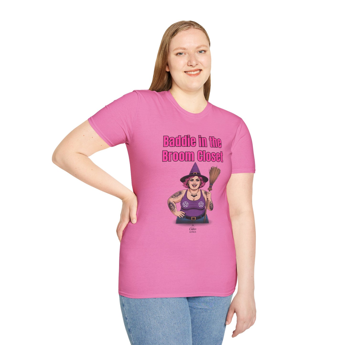 Baddie in the Broom Closet T-Shirt, Funny Graphic Tee, LGBTQ+ Pride Shirt, Witchy Costume Top, Gift for Friends