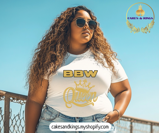 BBW Queen Unisex Heavy Cotton Tee - Comfortable Apparel, Plus Size Pride, Vintage Design, Gift for Her, Casual Everyday Wear