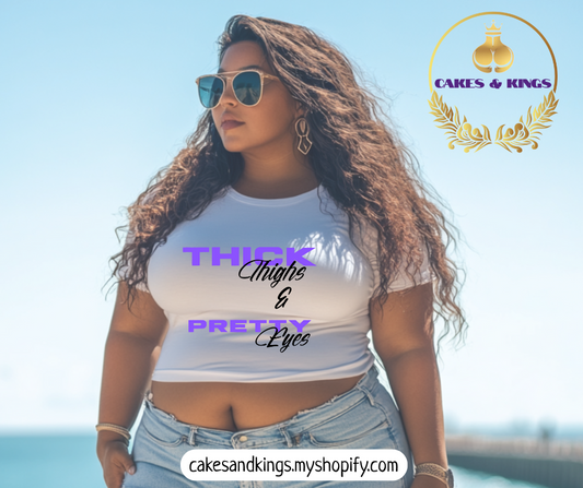 Thick Thighs & Pretty Eyes Tee, Unisex Cotton Tee, Gift for Her, Casual Wear, Summer Outfit, Self-Love Shirt