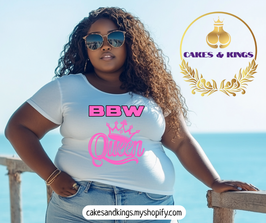 BBW Queen Unisex Heavy Cotton Tee, Plus Size Fashion, Birthday Gift, Self-Love Shirt, Body Positive Apparel, Everyday Wear