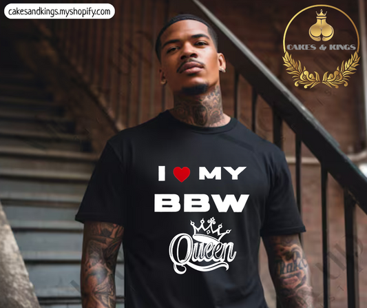 I Love My BBW Queen Unisex Heavy Cotton Tee | Plus Size Apparel, Gift for Her, Birthday Shirt, Casual Wear, Body Positivity Tee