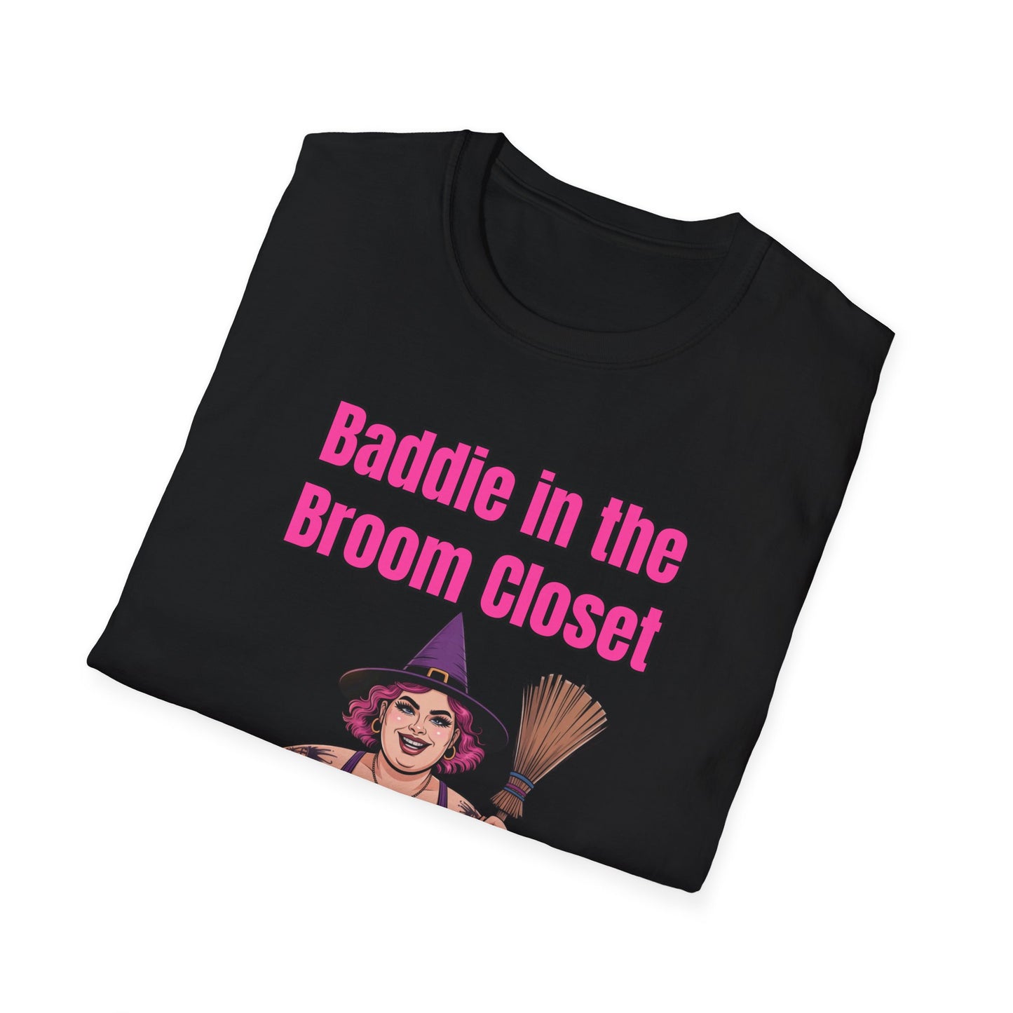 Baddie in the Broom Closet T-Shirt, Funny Graphic Tee, LGBTQ+ Pride Shirt, Witchy Costume Top, Gift for Friends