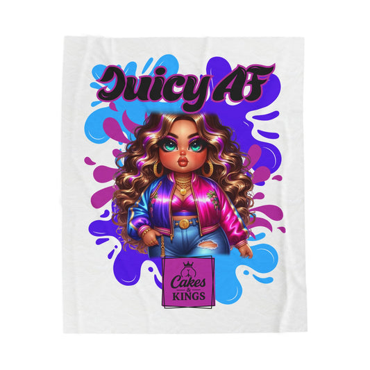 Juicy AF Velveteen Plush Blanket, Cozy Throw Blanket, Gifts for Her, Soft Blanket, Bedroom Decor, Birthday Gift, Home Comforts