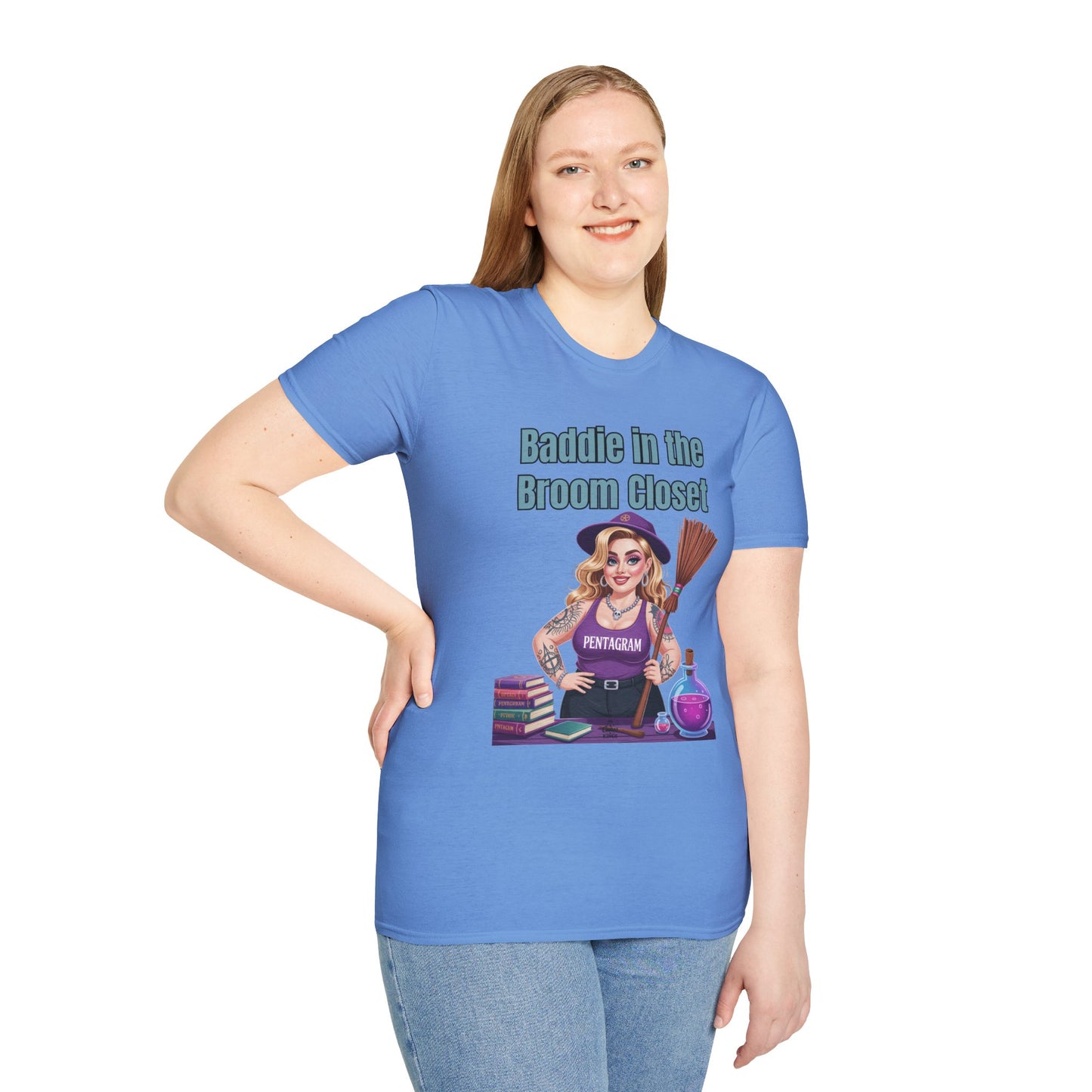 Baddie in the Broom Closet T-Shirt, Funny Witch Tee, Halloween Apparel, Gift for Witches, Unisex Graphic Tee