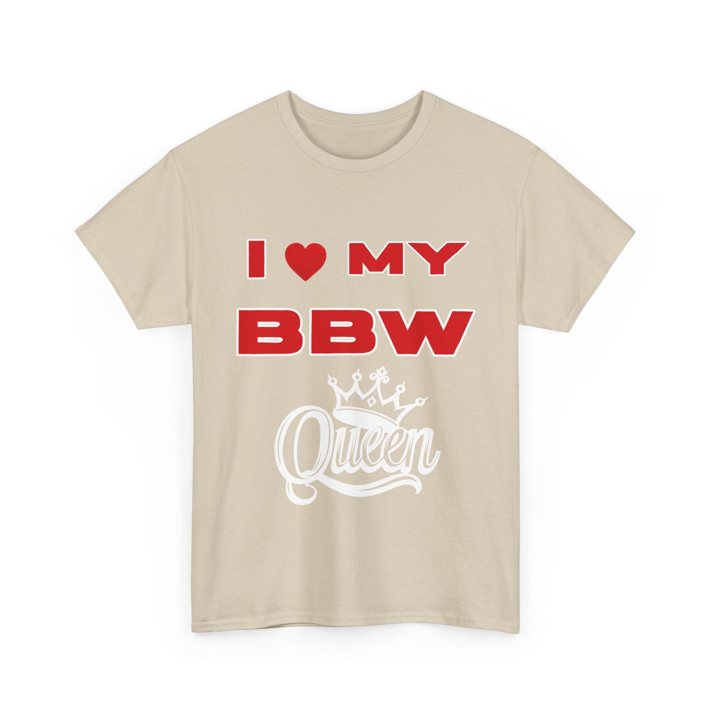 Unisex Heavy Cotton Tee - I  My BBW Queen, Plus-Size Pride Shirt, Gift for Her, Casual Wear, Comfortable Tees, Body Positivity Apparel