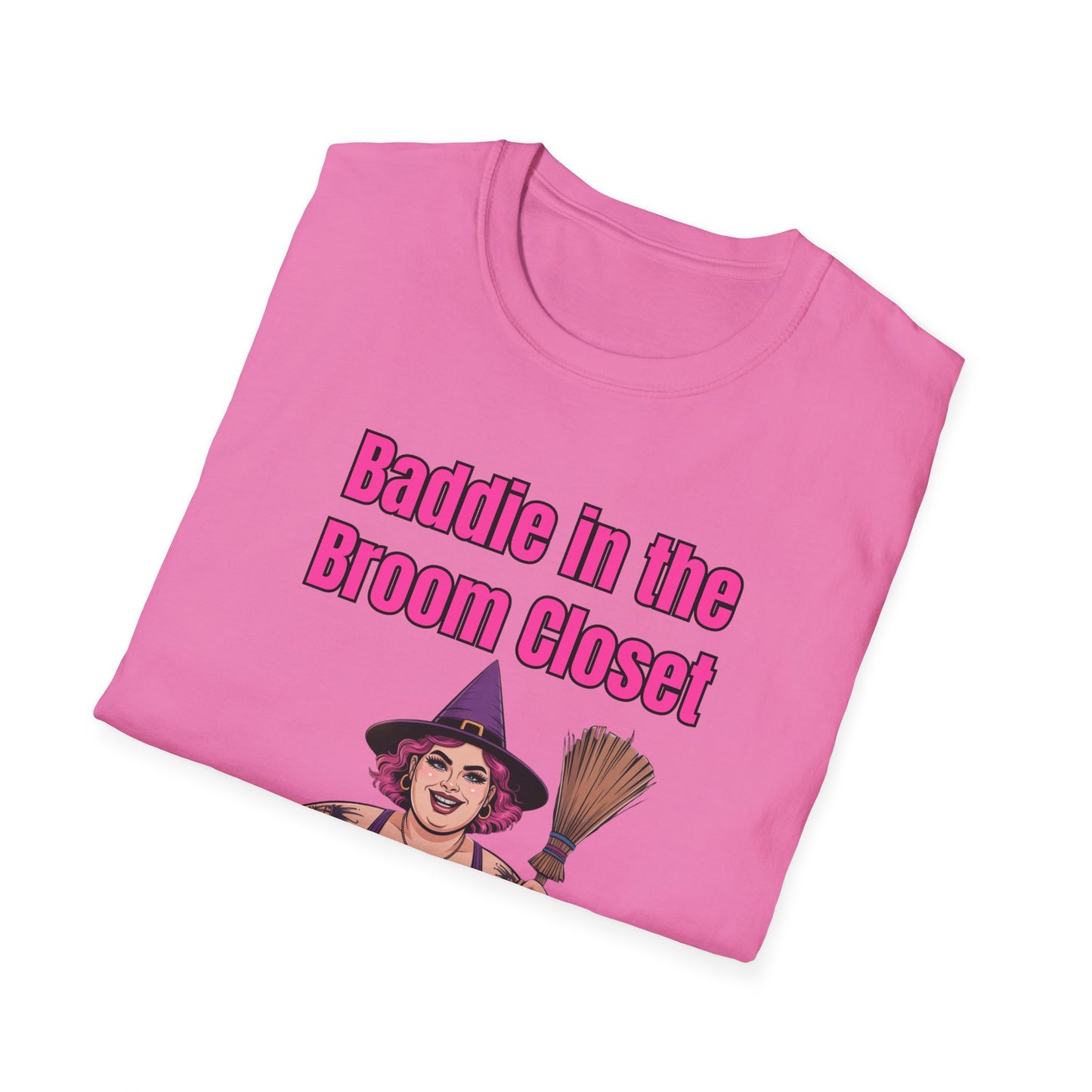 Baddie in the Broom Closet T-Shirt, Funny Graphic Tee, LGBTQ+ Pride Shirt, Witchy Costume Top, Gift for Friends