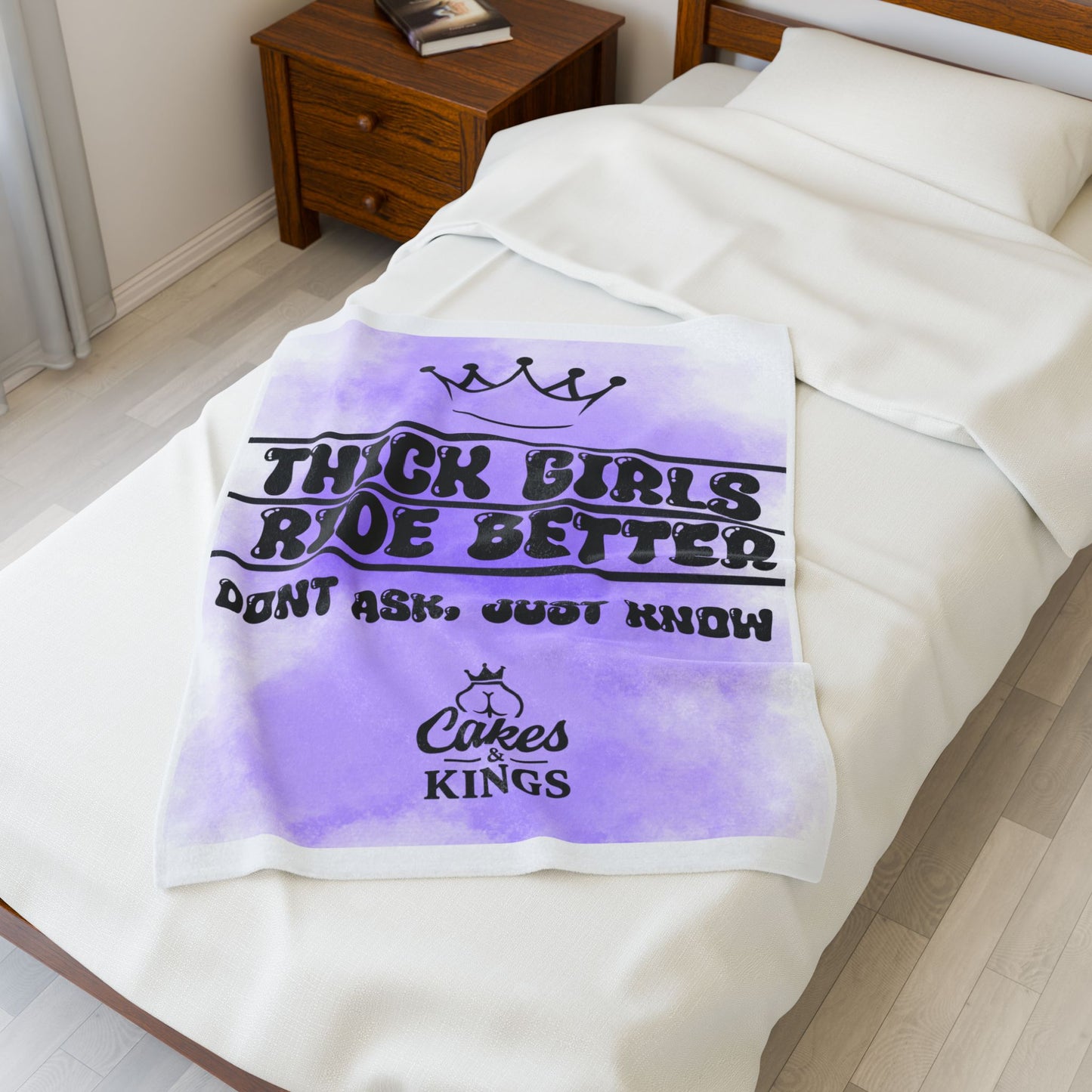 Thick Girls Ride Better Velveteen Blanket, Cozy Home Decor, Gift for Her, Inspirational Blanket, Fun Bedroom Accessory