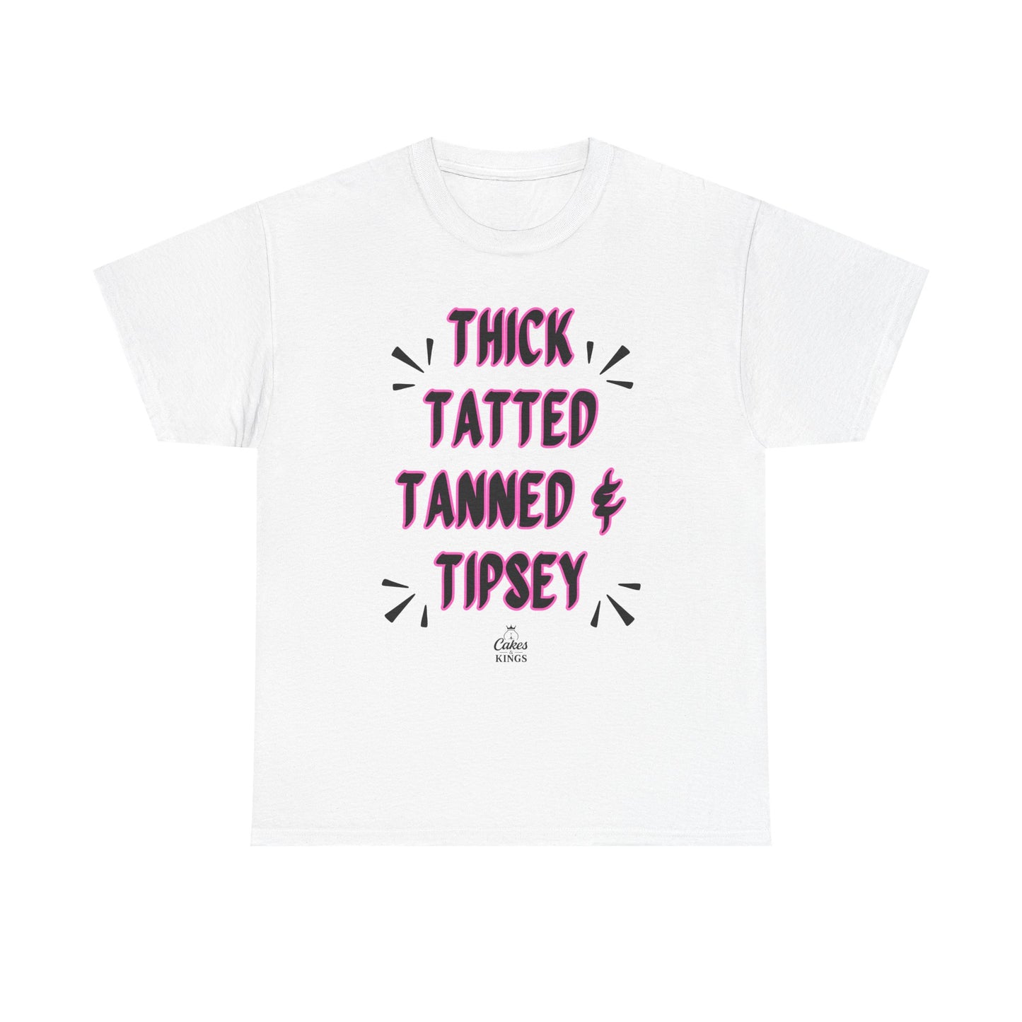 Unisex Graphic Tee: Thick Tatted Tanned & Tipsy, Casual Summer Shirt, BBW, BBW Lover, Curvy Women Tee