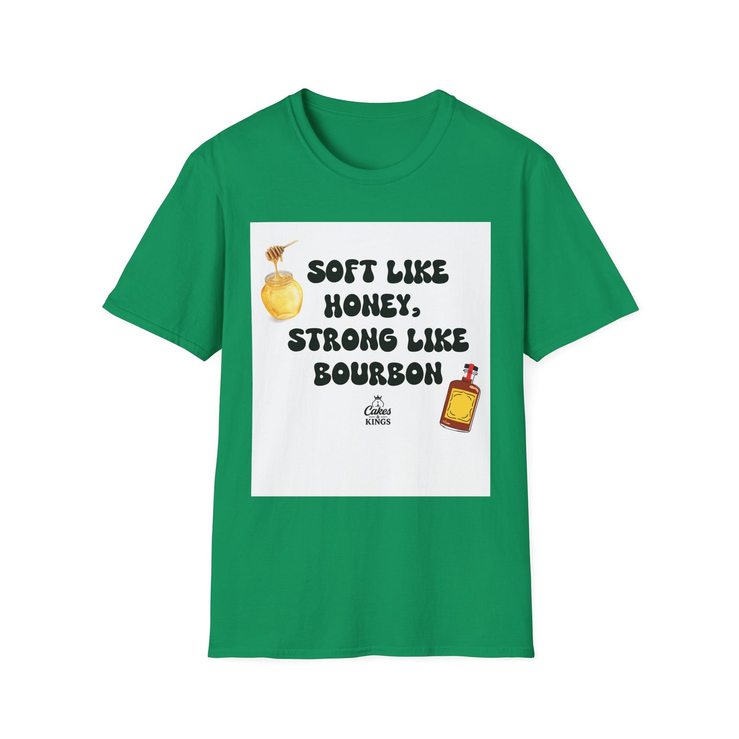 Soft Like Honey, Strong Like Bourbon Unisex T-Shirt, Funny Gift, Casual Wear, Bourbon Lover Tee, Birthday Gift, Unisex Graphic Tee